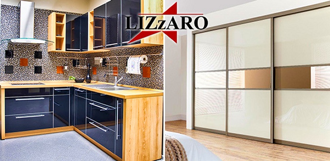 Шкафы-купе, изготовление кухни на заказ, столешницы из искусственного камня и стеллажи от мебельной компании Lizzaro.