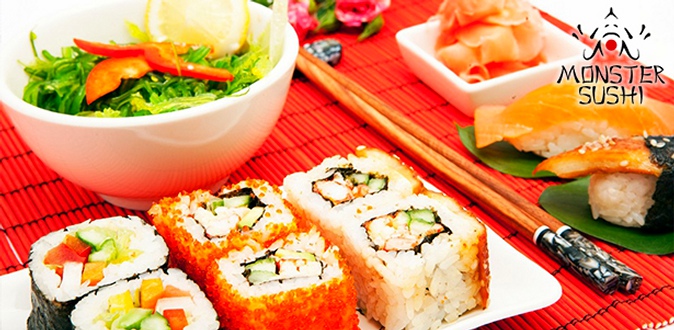Все меню от службы доставки Monster Sushi: суши, сашими, роллы, супы, салаты, горячие блюда и многое другое.