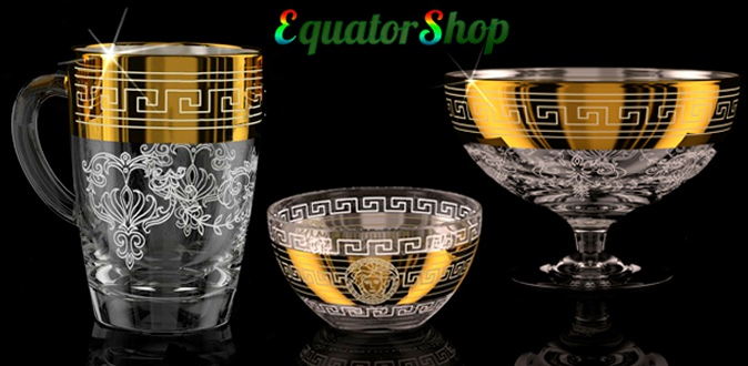 Посуда из хрусталя и стекла на выбор от интернет-магазина EquatorShop: кружки, бокалы, фужеры, стаканы, салатники, наборы и не только.