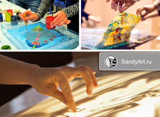 Мастер-класс по рисованию на воде, точечной живописи, рисованию светом или песком для одного, двоих или четверых от мастерской «SandyArt»