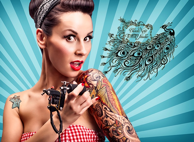 Художественные татуировки, татуировки-надписи, а также сеансы татуировки на определенное время от студии тату «Black Note»